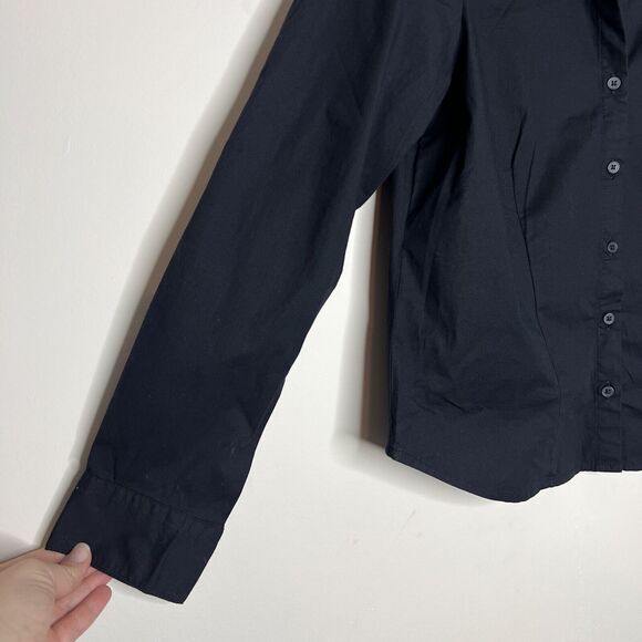 Old Navy The Slim Shirt Medium Black Button Up Collar Office Career Minimalist - Picture 3 of 8